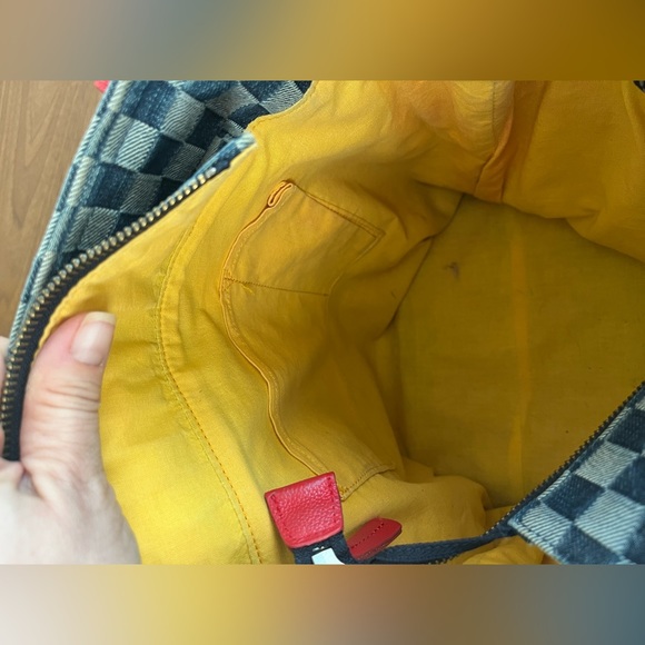 Unique WAZA NYC Indigo dyed denim and red leather handbag. Very good condition. - Picture 11 of 11